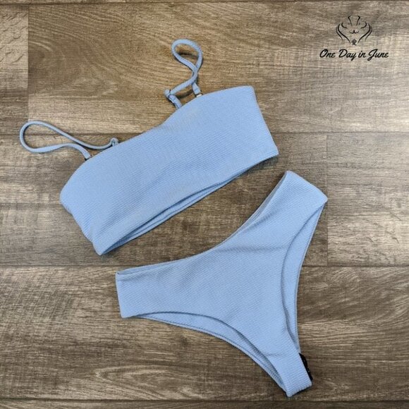 ZAFUL Textured Removable Straps Bandeau Bikini - Picture 3 of 11